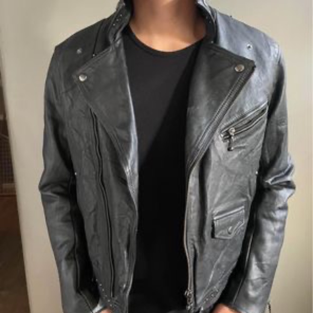 ASOS Death Rattle Leather Biker Jacket - Picture 2 of 7